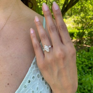 2.89 Carat Marquise Lab Diamond Tension Set Three-Stone Signature Wrap Yellow <b>Gold</b> Rhodium Plated IGI Certified Luxury <b>Ring</b> - Product Image 2