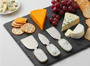 Ensemble élégant de couteau et trancheur à fromage avec manches en marbre, ustensiles en acier inoxydable pour occasions spéciales et événements - Product Image 5