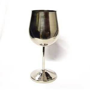 Copa de Vino de Acero Inoxidable de Alto Brillo Skies Trader, Copa de Metal Plateada, Irrompible, con Tallo, para Cócteles, Vajilla Premium para Bar - Product Image 1
