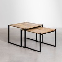 Tables gigognes carrées Vandana Terra Vesta en bois de manguier