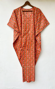 Nuevo Kaftán con Estampado Animal, Cuello en V, Cierre con Cordón, Corte Evase, de Algodón Suave Indio, con Encaje, Largo Completo, para Playa, para Mujer - Product Image 3