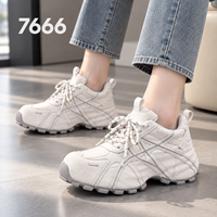 Baskets mode à lacets pour femmes, à semelle épaisse, avec design à panneaux superposés, chaussures de marche quotidiennes, logo personnalisé, fabricant de marque privée, tout inclus