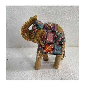 Figuras de Elefantes de Madera Pintadas a Mano, Pulido Natural, Decoración India para Mesa, Hogar, Oficina, Hotel o Escuela - Product Image 2