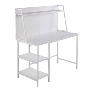Escritorio Moderno Geo Contemporary de Acero Blanco y Madera, Escritorio de Oficina con Diseño Elegante - Product Image 1