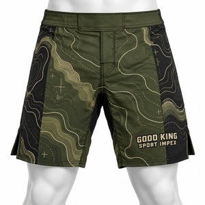 Custom Sublimation Front MMA Fight <b>Shorts</b> Unisex Topographic <b>Grappling</b> Training Sportswear OEM Private Label Performance - Product Image 2