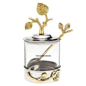 Recipiente Decorativo para Almacenamiento de Cocina, Recipiente de Mármol Blanco al por Mayor con Tapa Dorada de Metal para Azúcar, Té, Café y Especias - Product Image 2