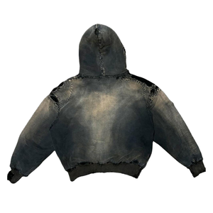 OEM Streetwear Manufacturer <b>Men's</b> Oversized Heavyweight Acid Wash Hoodie Pullover <b>Tie</b> Dye <b>Black</b> Distressed Hoodies for <b>Men</b> - Product Image 4