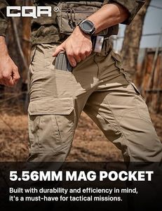 Pantalones Cargo Tácticos Color Caqui para Hombre, Cintura Alta, Múltiples Bolsillos, Transpirables, Estilo Ropa de Trabajo, Material de Lona, Pantalones de Primavera para Exteriores - Product Image 6