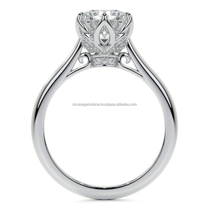 Anillo de bodas de plata 925 Starling de 6 puntas personalizado para mujer con diamantes cultivados en laboratorio de 2ct chapado en oro para regalo de compromiso - Product Image 2