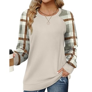Crewneck Round Women <b>Raglan</b> Sleeve Sweatshirts <b>Top</b> Blouse Sleeves Printed Color Block Blended Girls Sweatshirts Breathable - Product Image 1
