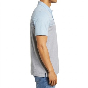 Camisetas Polo Azules Personalizadas para Hombre al por Mayor, Camisetas Casuales de Manga Corta de Algodón, Camisetas Polo con Bloques de Color, Camisetas Polo con Rayas en el Pecho - Product Image 4
