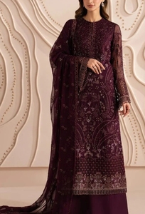 Traje Anarkali Bordado con Lavanda, Conjunto de 3 Piezas Shalwar Kameez Indio Pakistaní, Vestido de Fiesta para Mujer - Product Image 4