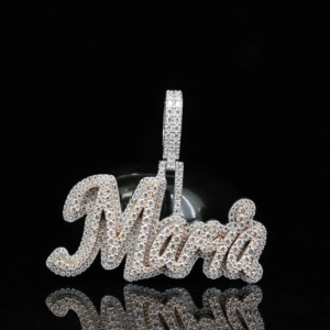 Pendentif personnalisé de luxe avec initiale en moissanite, argent 925 plaqué or 18 carats, pour homme, passe le test du diamant - Product Image 5