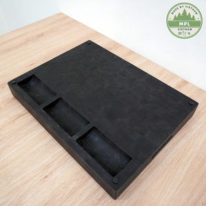 Tabla de cortar de madera de acacia de grano grueso grande, tabla de cortar de cocina, pies antideslizantes, ranura para jugo, compartimentos de clasificación de madera - Product Image 2