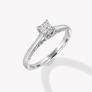 Anillo de Diamantes de 1 Quilate con Corte Princesa, Cultivado en Laboratorio, Certificado por IGI, Oro Blanco de 9K, Color VS1 FG, Anillo de Compromiso de Lujo para Mujer - Product Image 2