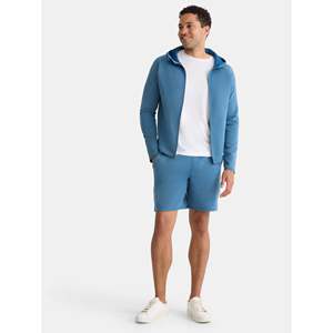 Men's Blue Hooded <b>Zip</b>-<b>Up</b> Fleece <b>Jacket</b> Regular Fit Casual Autumn Wear For Men - Product Image 6