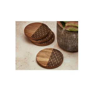 Modern Classic Round Wooden <b>Coaster</b> for Dining Table Decoration with Durable Build Quality and <b>Heat</b> Resistant Design - Product Image 5