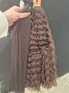 Extensiones de Cabello Humano Indio Rizado de Doble Trama, Remy, Tejido a Máquina, Color Marrón - Product Image 3