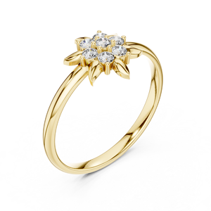 Bague en or massif 18 carats avec diamant de laboratoire en forme de fleur pour femme |   Bague de fiançailles élégante à motif floral |   Cadeau d'anniversaire de mariage - Product Image 4