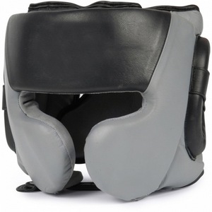 Professional PU Leather Boxing <b>Head</b> Guard Gray Black Protective <b>Training</b> Equipment for MMA Taekwondo Sports - Product Image 1