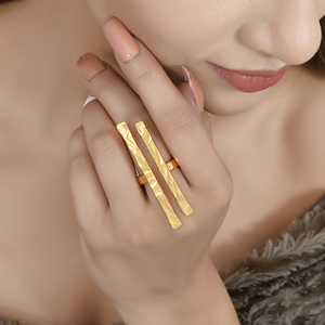 Vente en gros de bagues de doigt rectangulaires mignonnes, simples, longues, en laiton, gravables, vierges, pour mariage, fête, bijoux ODM - Product Image 2