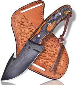 Cuchillo de hoja fija hecho a mano de grado industrial con mango de madera, punta de gota, acero al carbono, para camping, 8 pulgadas, hoja recta de 3 mm - Product Image 2