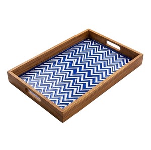 Handmade Mango Wooden Serving Tray with Elegant Floral Print & Handles <b>Decorative</b> Rectangle Platter for Home <b>Kitchen</b> <b>Decor</b> - Product Image 5