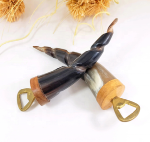 Mango hecho con cuerno para abridor de tapa de botella, acero inoxidable, espejo superior pulido, suministros hechos a mano de EXOTIC INDIAN ART - Product Image 2