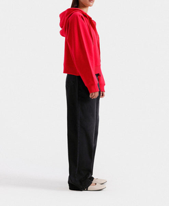 Wholesale Cheap Price <b>Women</b> Red Casual Pullover <b>Hoodie</b> Solid Color Long Sleeve Hooded Sweatshirt Regular Fit Winter Streetwear - Product Image 3