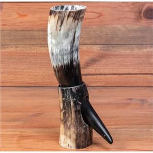 Authentic Viking Drinking Horn Mug with Horn <b>Stand</b> | Handcrafted Natural Ox Horn Cup for Beer Ale Wine Food Grade Medieval Gift - Product Image 6