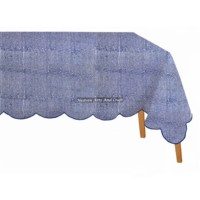 Nouvelle nappe de banquet rectangulaire ou sur mesure en coton, imprimée à la main, à bord festonné, pour mariage