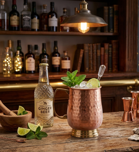 Premium Hammered Copper Moscow Mule <b>Mugs</b> 100% Handcrafted Pure Solid Copper Cocktail Cups with <b>Gold</b> Brass Handle for Bar Giftwar - Product Image 3