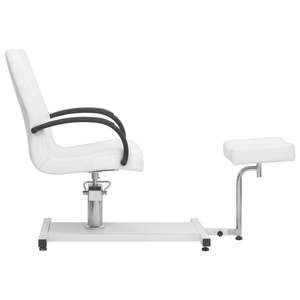 Sillón de Barbería Mediano en Hierro, con Tapicería de Cuero Sintético Blanco y Negro, Silla de Salón de Belleza - Product Image 3