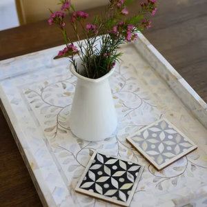 Plateau décoratif haut de gamme en os incrusté, qualité export, artisanat fait main - Product Image 1