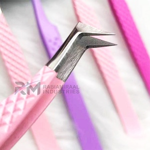 Pince à épiler pour cils RMI Silver Tip Powder/Plasma Colors, poignée diamantée, acier inoxydable, RMI-AS-EET-171117, 10 mm, précision pour sourcils - Product Image 5
