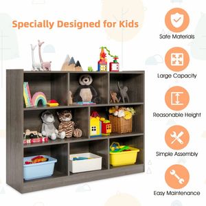 Libreria a 3 livelli stile rustico con 8 cubi, scaffale espositivo da terra per sala da pranzo, supermercato o angolo - Product Image 5