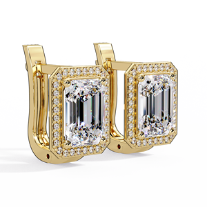 Hermosos Pendientes de Aro Halo con Certificación IGI, 4.30 CTW, Esmeralda y Diamantes Cultivados en Laboratorio, Oro Sólido de 14K, Joyería Nupcial, Regalos - Product Image 2