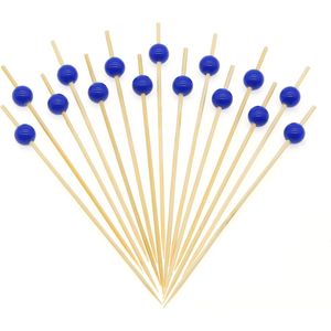 Navy Blue Pearl 4.7 Inch Long Bamboo Cocktail Picks Fancy Appetizers Decorative <b>Toothpicks</b> for Independence Day Party Food - Product Image 1
