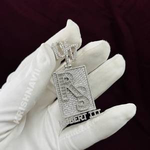 Custom Men's VVS Iced <b>Letter</b> Small <b>Cushion</b> Cut Moissanite Pendant Personalized Initial Charm Hip Hop Jewelry Gift Bling Chain - Product Image 3