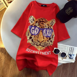 High Quality 100% <b>Combed</b> Cotton 2026 Summer Hot Drill Animal Men's Women's Short Sleeve T-Shirts Regular Fit Breathable - Product Image 3