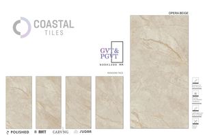 กระเบื้องปูพื้นพอร์ซเลนขัดเงา COASTAL TILES LLP รุ่น OPERA BEIGE-S หนา 9 มม. ขนาด 600x1200 มม. / 24x48 นิ้ว ดีไซน์โมเดิร์นคลาสสิก คุณภาพพรีเมียม ทนไฟ มาตรฐาน CE - Product Image 2