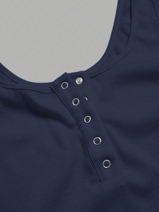 Knitted <b>Women</b>’s <b>Henley</b> Tank <b>Top</b> Sleeveless Casual Short Button Summer Vest - Product Image 4
