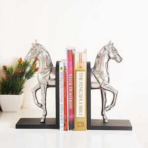 Sujetalibros de Metal con Cabeza de Caballo Plateada de Lujo, Figura Decorativa de Animal, Soporte para Libros para Escritorio de Oficina Ejecutiva, Escultura para Biblioteca - Product Image 1