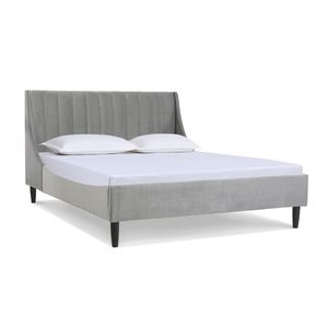 Set letto moderno Queen Aspen con testiera trapuntata in velluto grigio opale, letti imbottiti - Product Image 5
