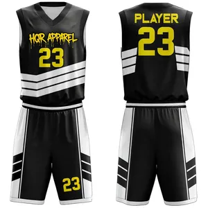Maillot de basket-ball personnalisé et réversible 100 % polyester, respirant et anti-transpiration, pour l'entraînement – Ensemble économique - Product Image 4