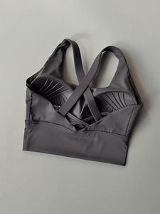 Soutien-gorge de sport croisé pour femme avec large bande sous le buste, haut de yoga et de gym, haute élasticité, coussinets amovibles moulés, bralette de sport - Product Image 6