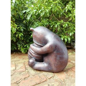 ชุดตกแต่งสวนรูปปั้นหมีโลหะทำมือพร้อมถัง  งานประติมากรรมเคลือบสีบรอนซ์ - Product Image 1