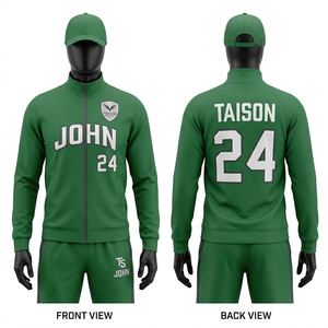 ชุดวอร์มลาครอสชาย ผ้าโพลีเอสเตอร์อินเตอร์ล็อคพรีเมียม 280 GSM สีเขียว ชุดซิปเต็มตัว พร้อมสกรีนโลโก้ ชื่อ และหมายเลขแบบกำหนดเอง - Product Image 1