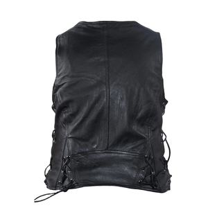 Gilet de moto en cuir pour femme personnalisé, sans manches, col en V, avec poches avant et coutures durables pour la conduite - Product Image 5