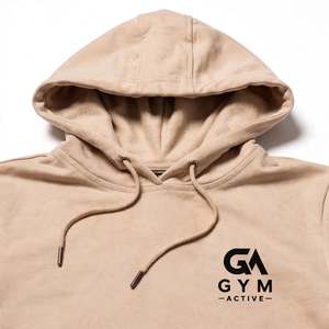 Sudadera con Capucha Corta GYM ACTIVE, Color Sólido, Logotipo Estampado en la Parte Delantera, Ropa Casual, Sudadera con Capucha de Manga Larga, 100% Algodón Tejido Transpirable - Product Image 4